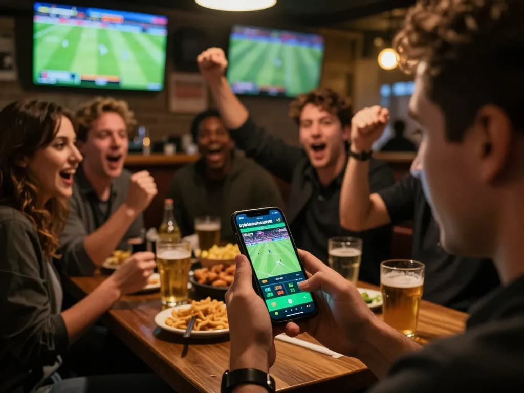 Engaged sports bettor using the tylekeonhacai88 app to check live odds during a game