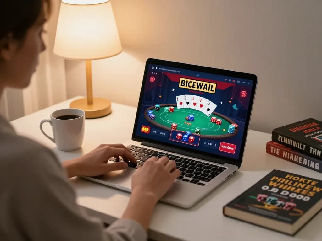 Player engaging in online poker at home with XX88 interface, enjoying a casual yet strategic gaming experience