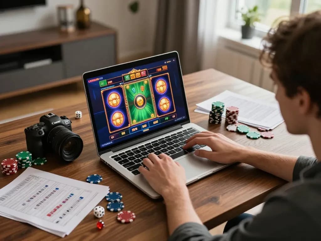 Engaging in thrilling online casino gaming with ALO8 while strategizing and enjoying a cozy atmosphere