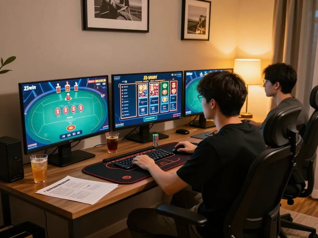 Experience online casino gaming strategies on 23win with a modern home setup.