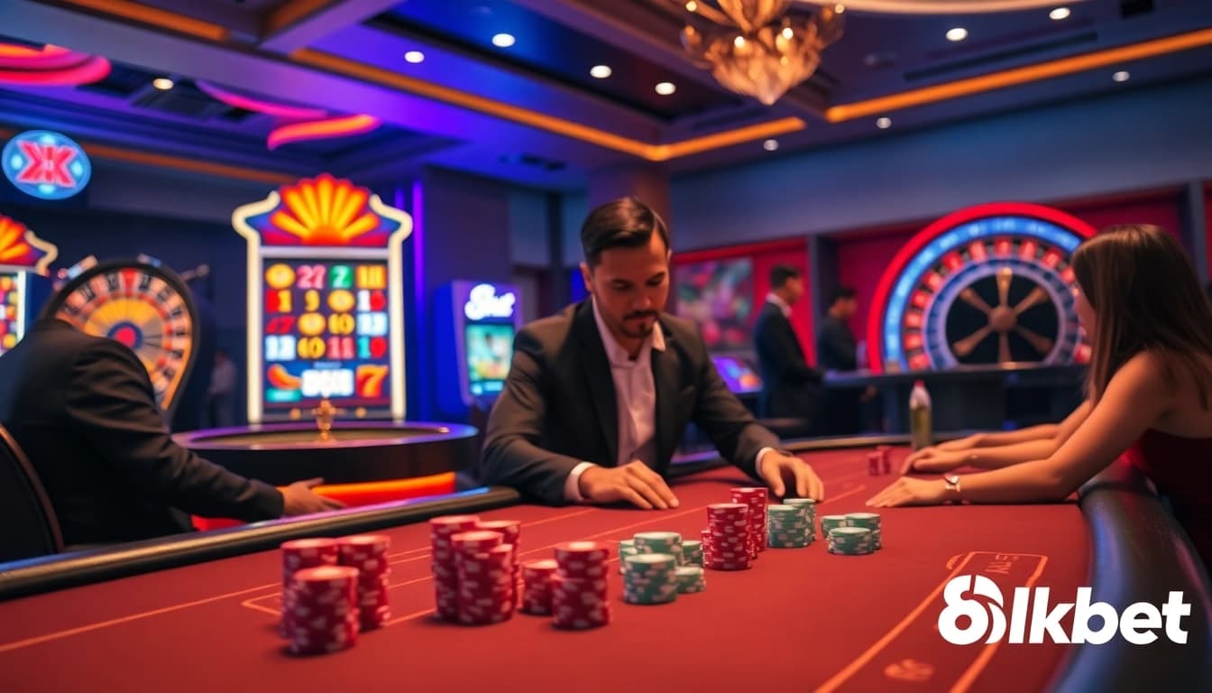 Experience thrilling gameplay at 8kbet casino with engaging poker tables and vibrant slot machines.
