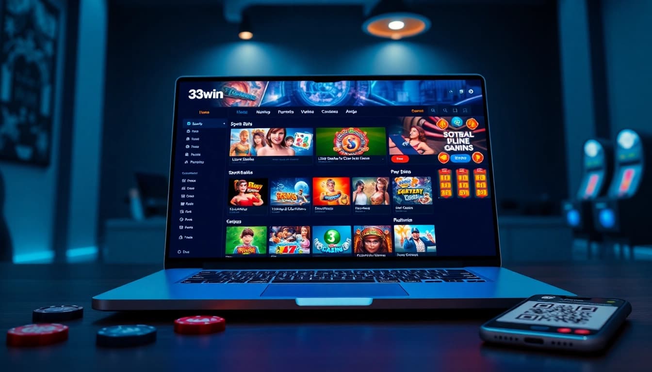 Interactive gaming interface showcasing diverse betting options at 33win, reflecting a modern and secure online casino environment.