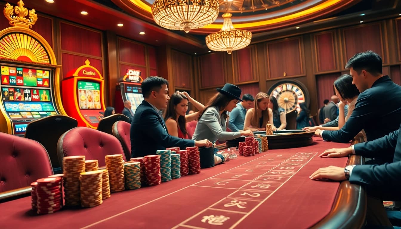 Nohu-themed poker gaming scene with vibrant chips and roulette excitement.
