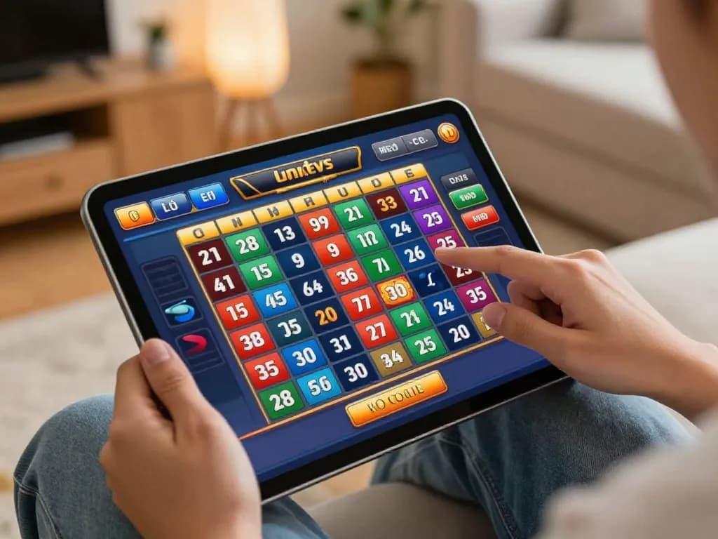 Lô Đề Uy Tín online gaming interface showcasing interactive number selections and betting options on a tablet.