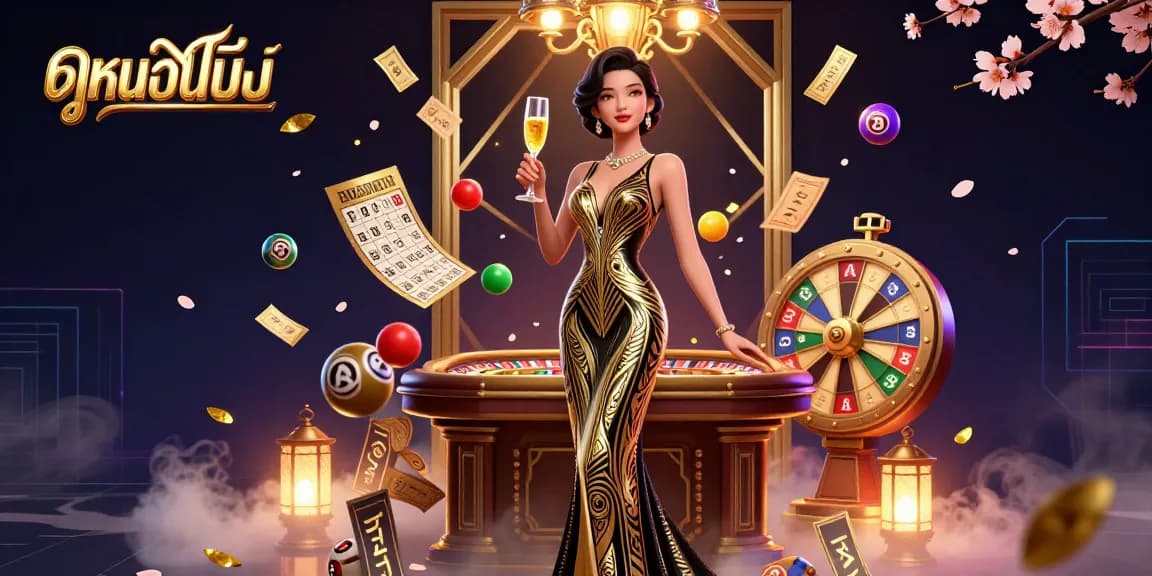 Engaging scene illustrating ดูหนังออนไลน์ with vibrant gaming elements, showcasing dynamic lottery and bingo activities.