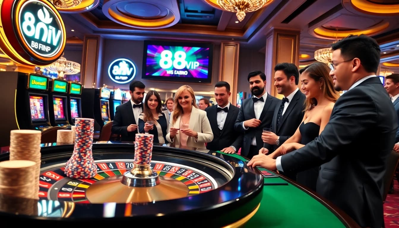 Excited players enjoying high stakes at 68VIP casino table games with vibrant action.