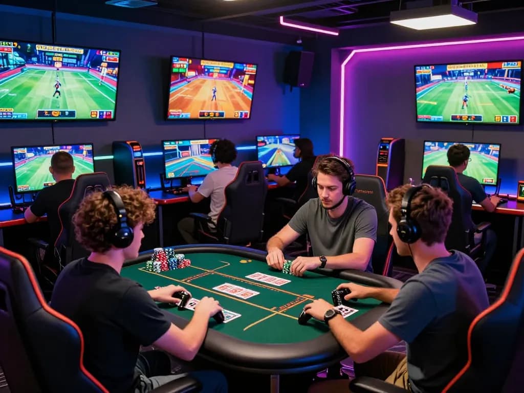 BEM88 online gaming excitement with diverse players, vibrant casino atmosphere, and live betting screens.