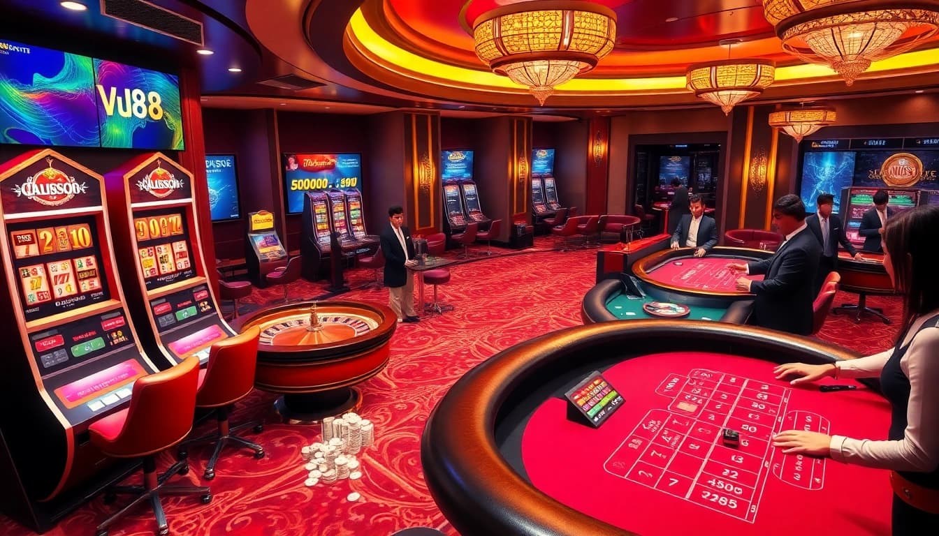 Experience thrilling gameplay at https://vu88.art/ with a vibrant online casino setting showcasing exciting games.