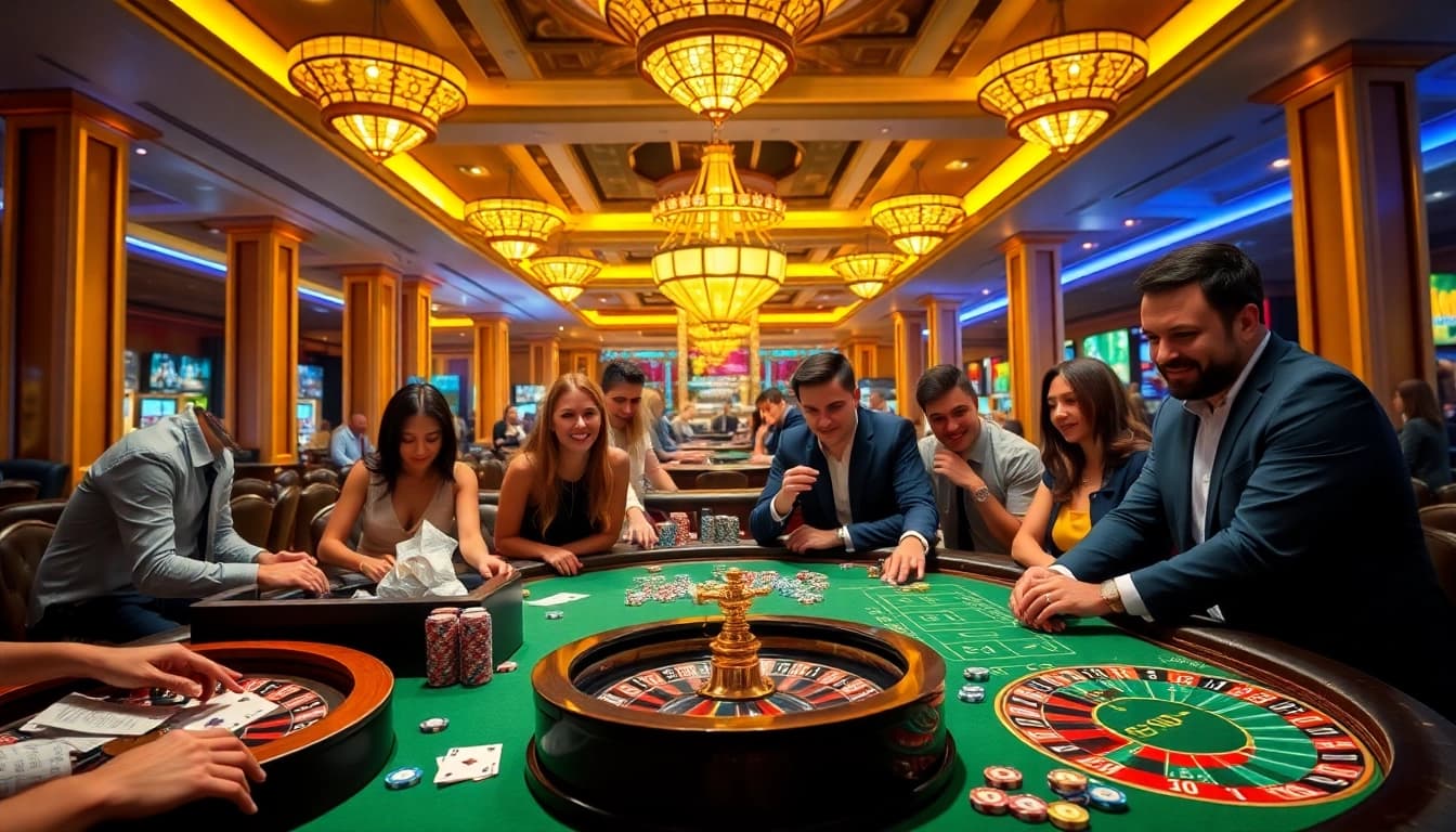 Play exciting casino games at go88 with vibrant tables and eager players.
