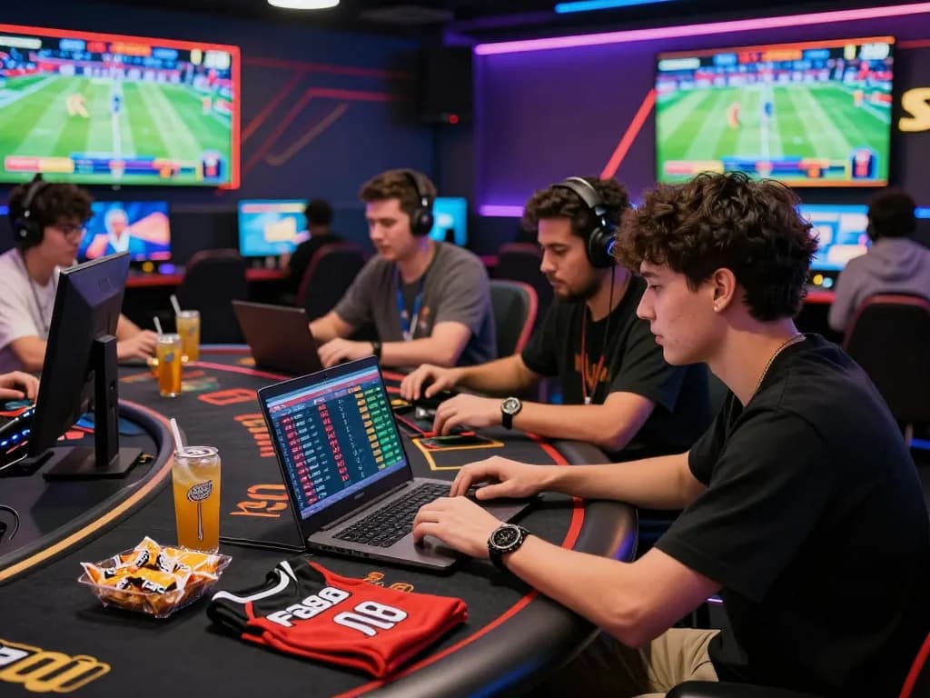 Players engaging in sports betting and casino games at FB88, highlighting an exciting online gambling atmosphere.