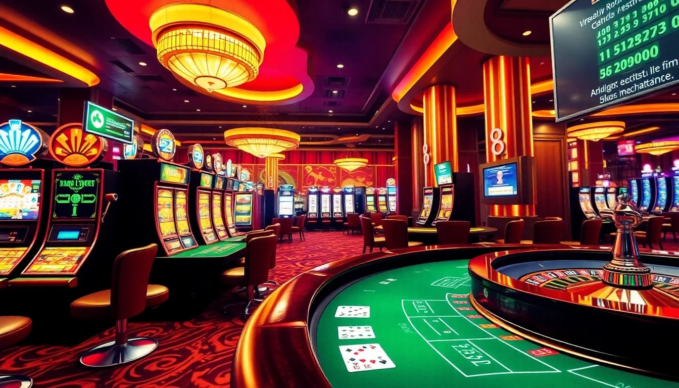 Experience the excitement of XX88 with vibrant casino visuals featuring poker tables and slot machines.