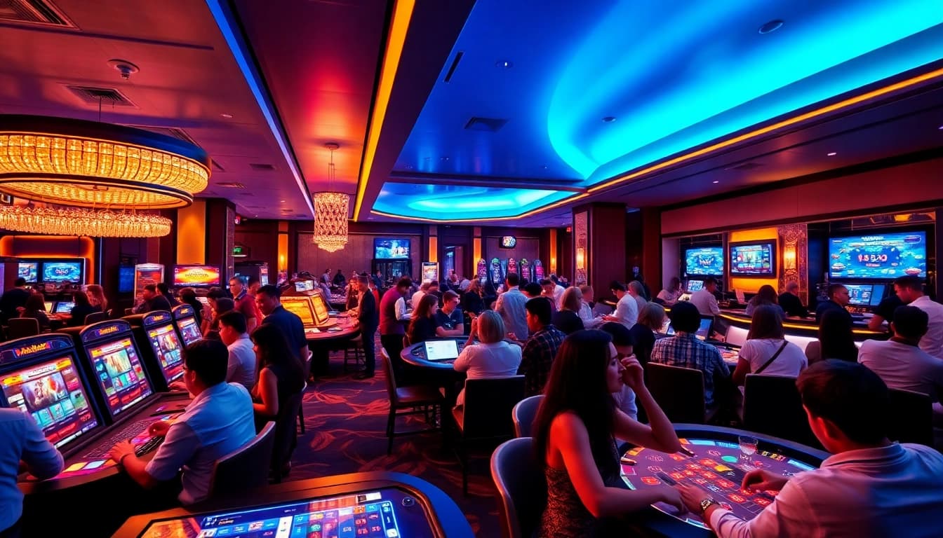 Sonclub gaming platform highlighting diverse players enjoying various games in a vibrant casino setting.