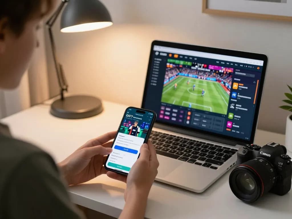 EA77 mobile app in use for online betting, showcasing a vibrant gaming interface and responsible gaming practices.