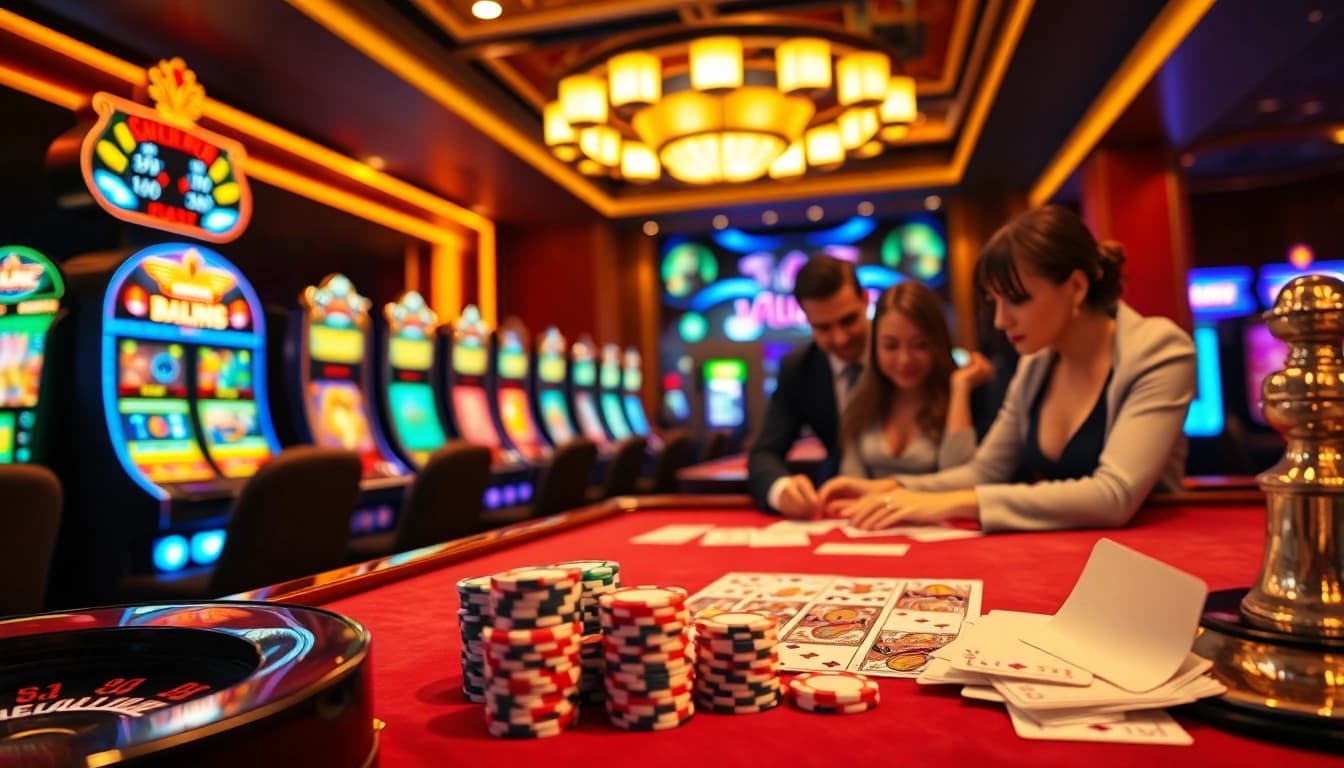 Experience excitement at 11uu with thrilling poker and slot games in a luxurious casino setting.