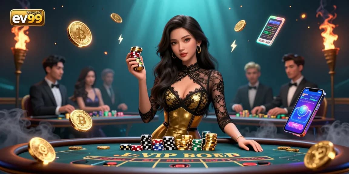 Engage at trang chủ ev99 with a photorealistic scene capturing high-stakes baccarat excitement.