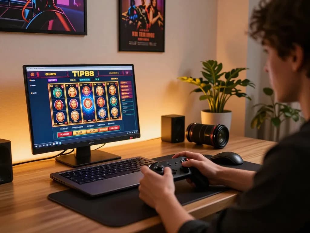 Player exploring the exciting tips and strategies at TIP88 casino on their laptop.