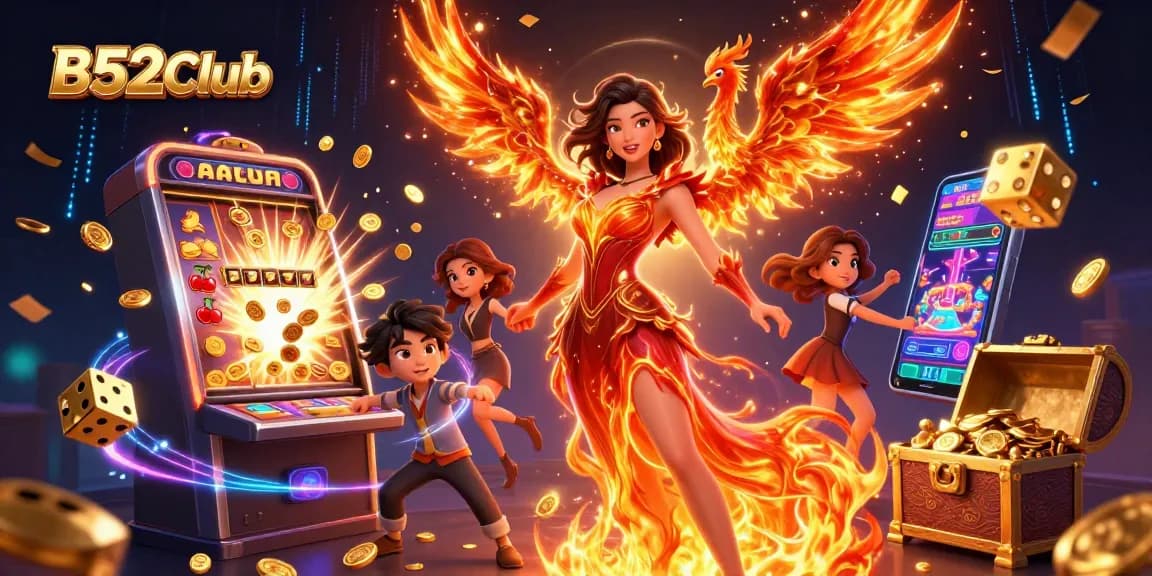 Experience the thrill of winning at B52Club with a vibrant 3D casino scene showcasing dynamic game elements.