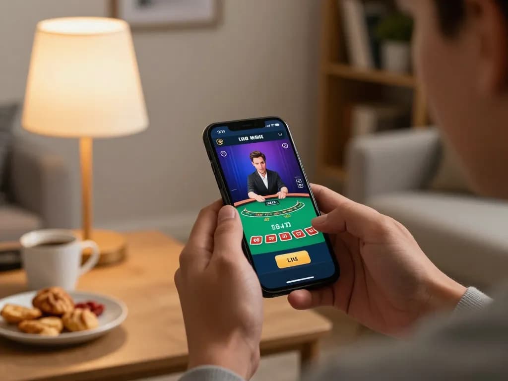 Experience thrilling gameplay at https://go8.agency/ with online blackjack on a mobile device, enjoying a cozy home atmosphere.