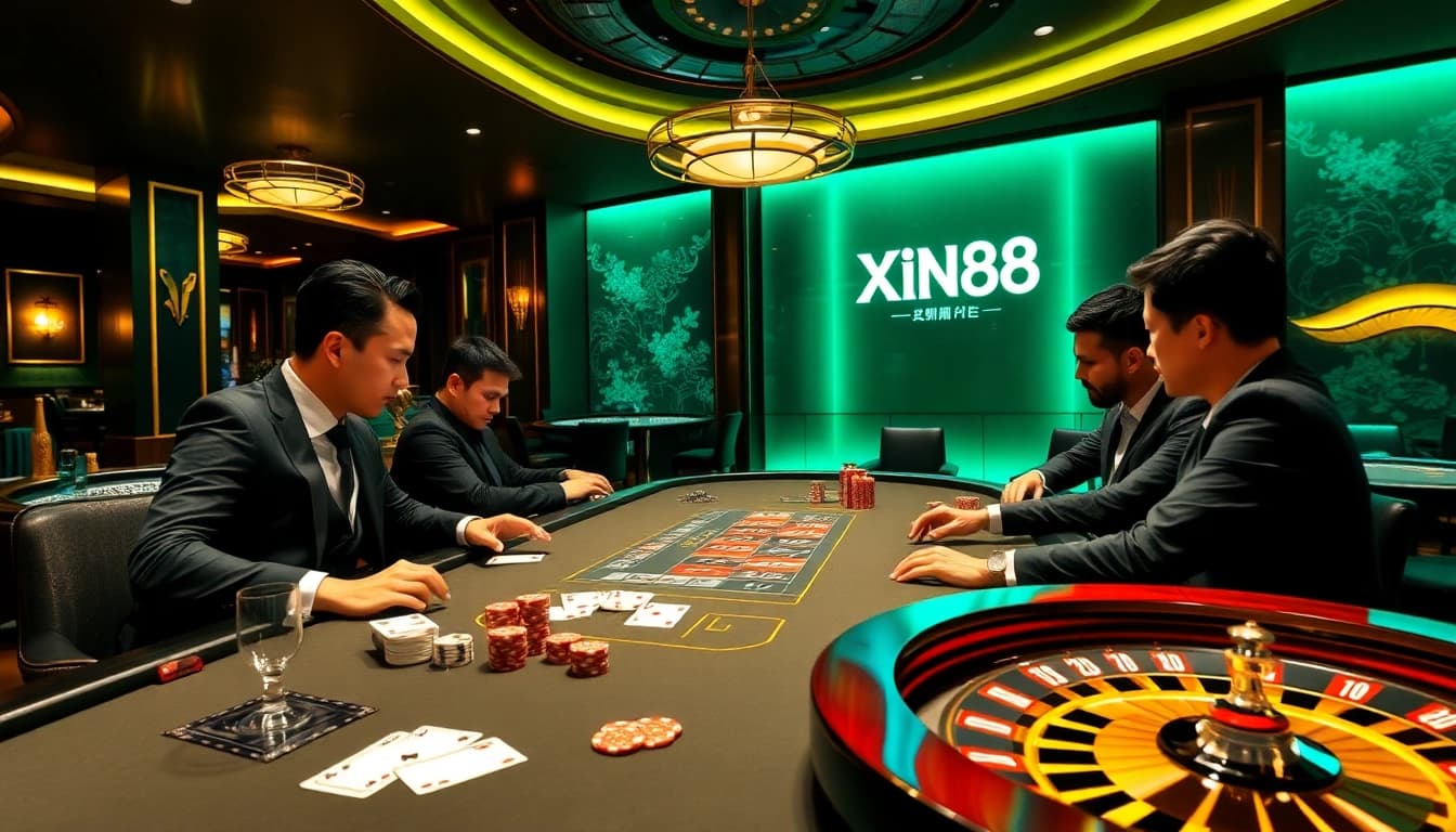 Experience the thrill of gaming at Xin88's luxurious online casino with professional poker action.