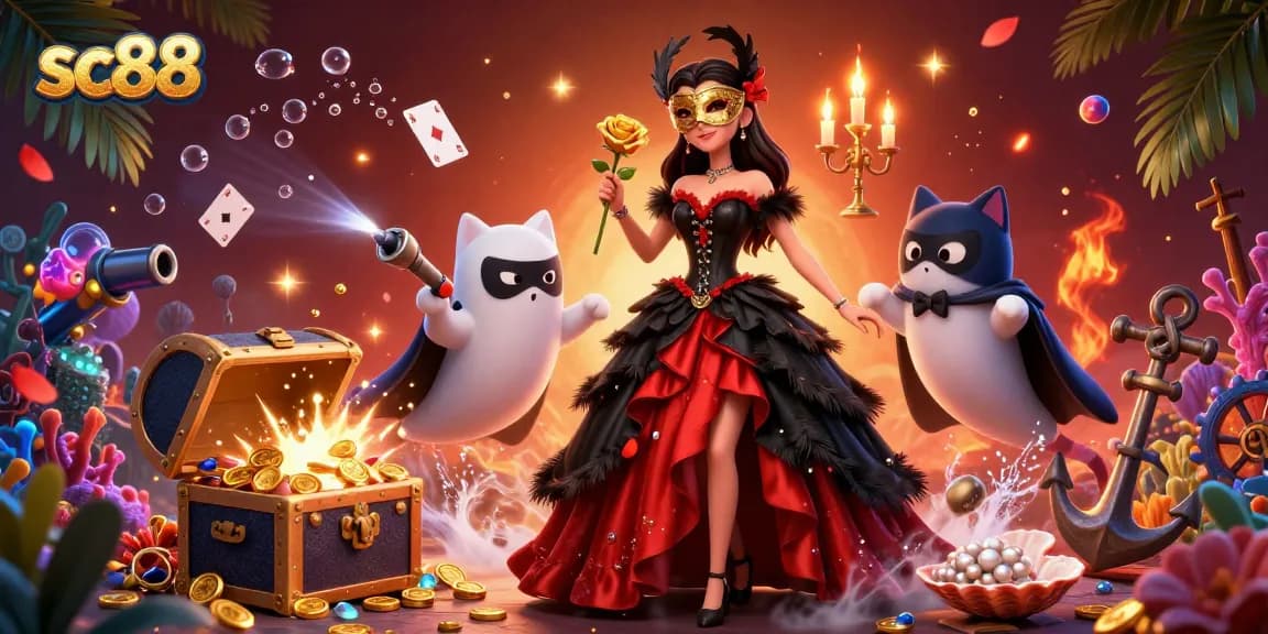 Experience thrilling gaming excitement with sc88 in a vibrant casino scene filled with gold coins and glowing treasures.