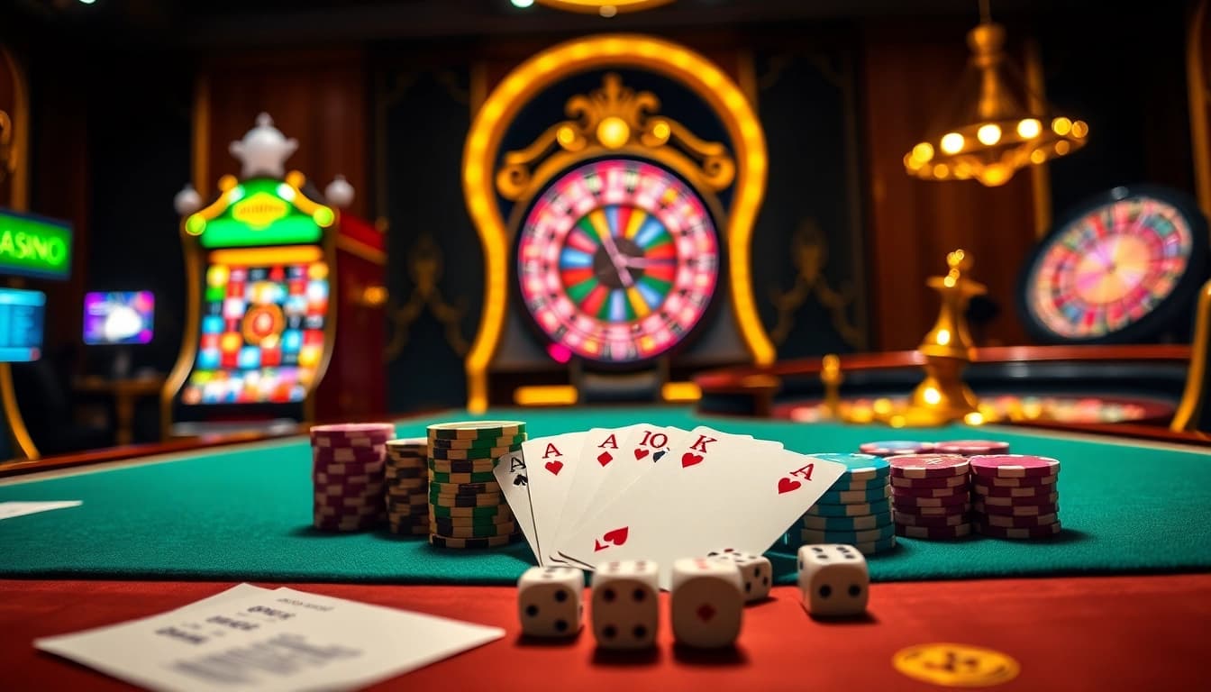 Bomwin poker table showcasing premium cards and chips with a luxurious casino vibe.