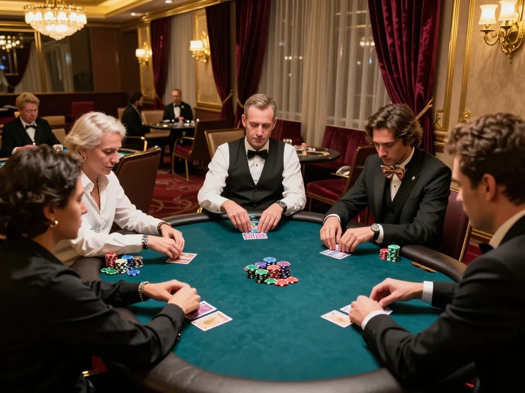MM88 poker game with players strategizing around a luxurious table atmosphere
