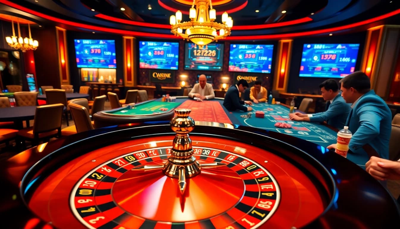 Experience thrilling gameplay at https://78winbiz.com/ with an exciting casino scene featuring roulette.
