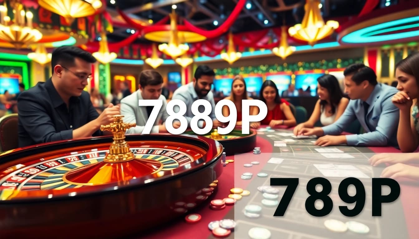 Thrilling poker action at 789P casino with vibrant tables and diverse players engaged.