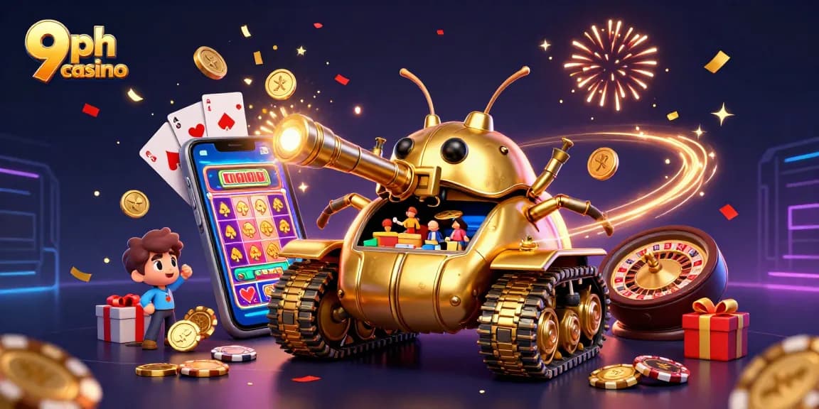 Experience the excitement at 9ph casino with vibrant games, confetti, and dynamic celebrations.