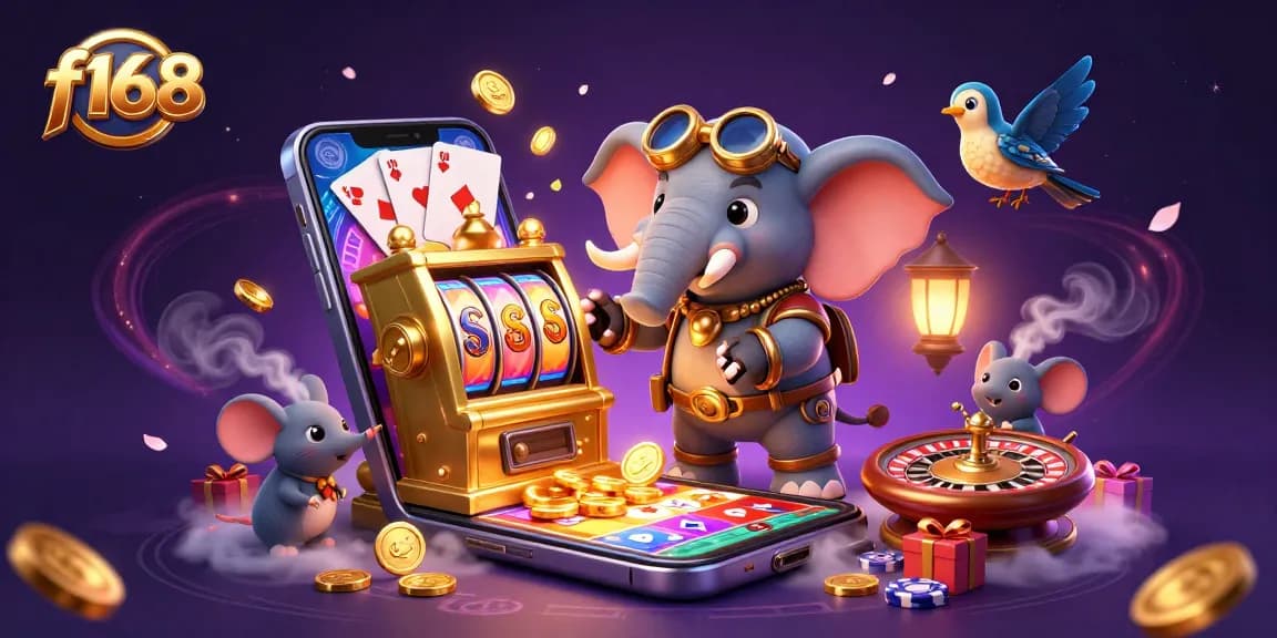 Experience thrilling slots at f168 with a steampunk elephant and dynamic casino elements.