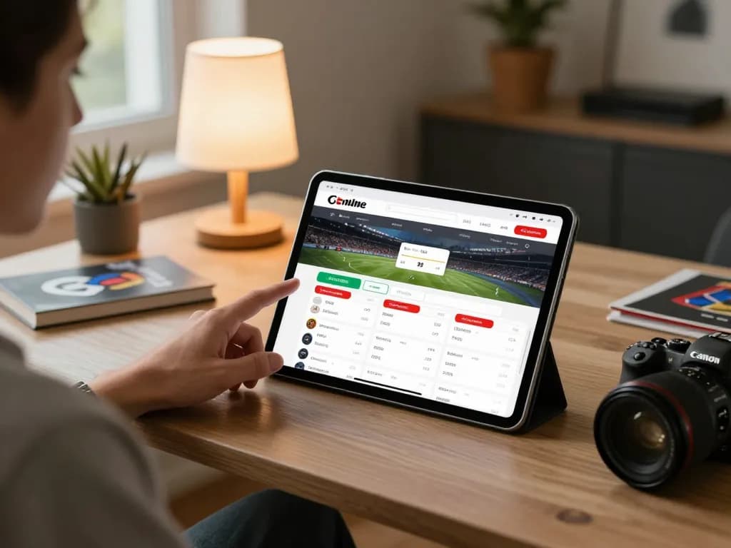 Engaging in live sports betting on ko66 platform via tablet in a cozy home environment.