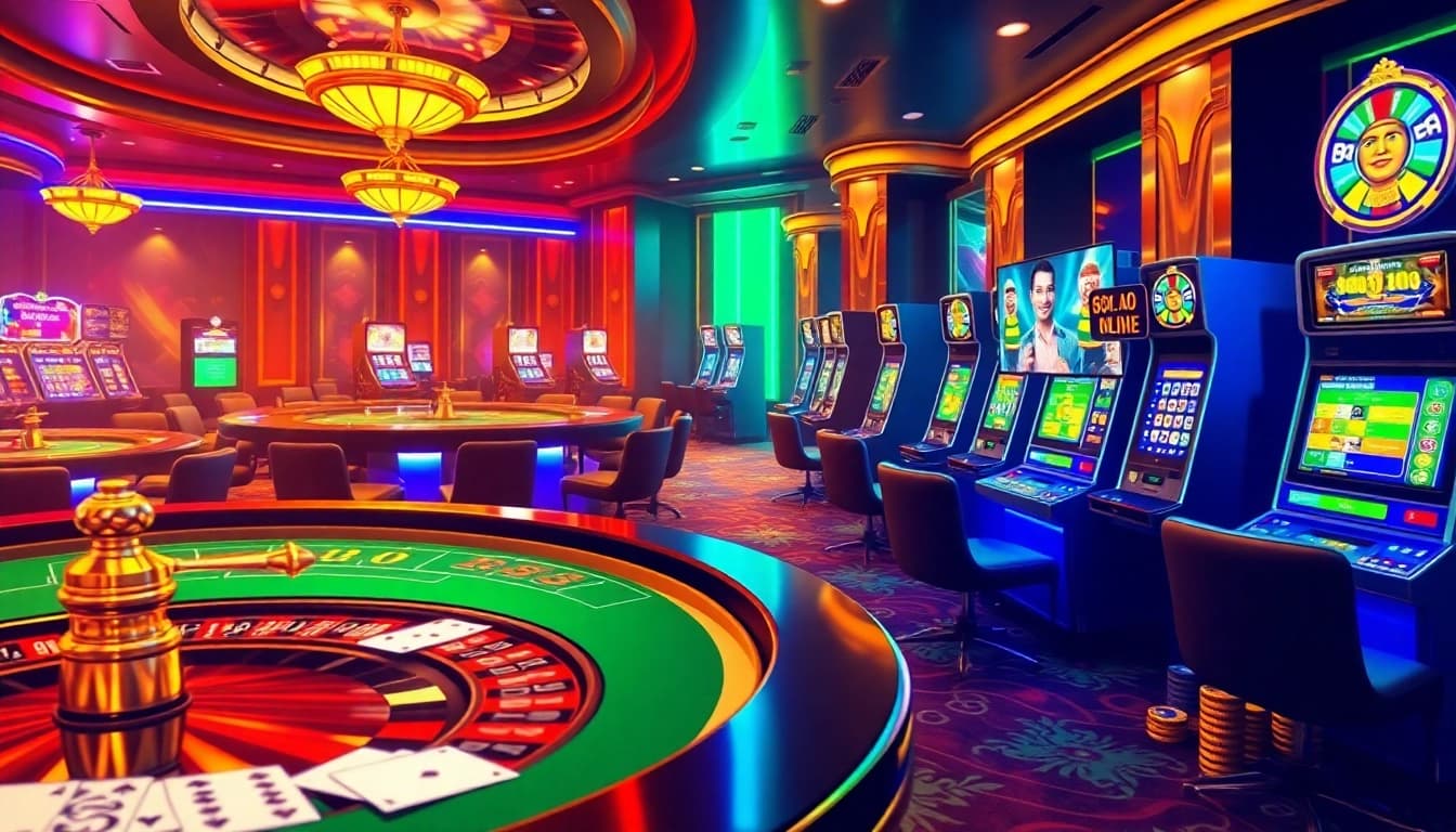Experience thrilling online gambling at https://888vina.com/ featuring elegant casino tables and lively slot machines.