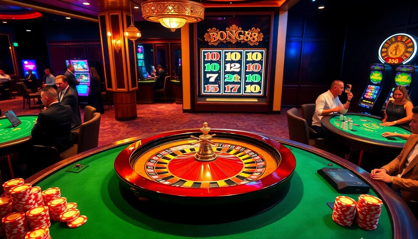 Immerse in the excitement at bong88 with elegant casino tables and thrilling games.