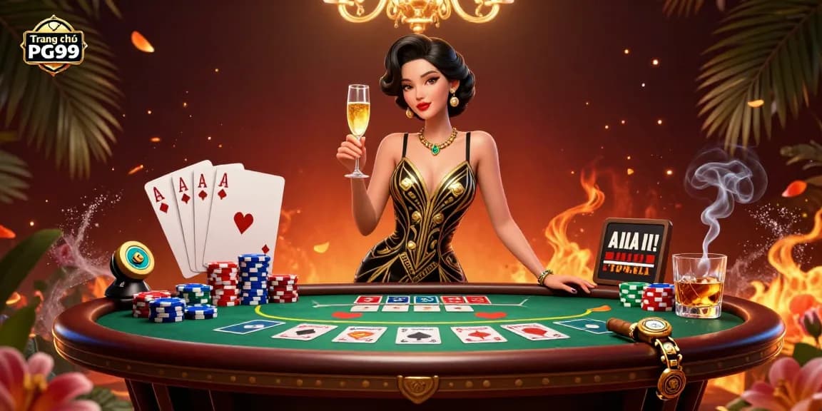 Experience the excitement of Trang chủ PG99 with elegant Asian casino illustration highlighting vibrant poker elements.