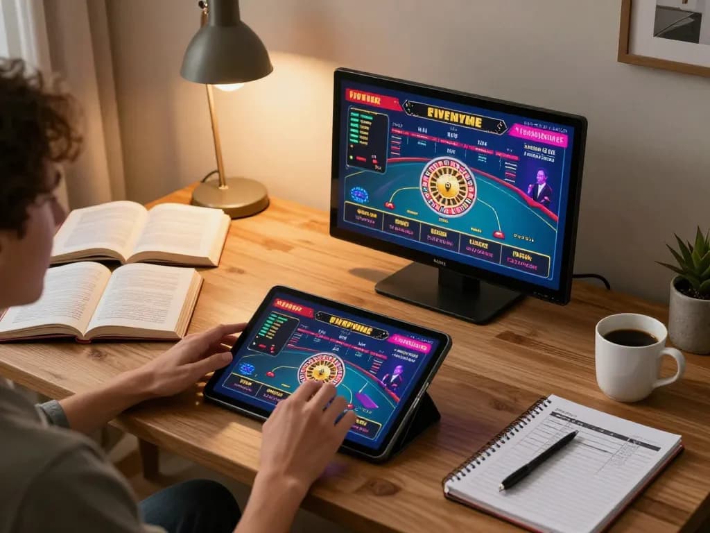 Engaging in live casino games on a tablet at home shows the strategic side of EE88 gambling.