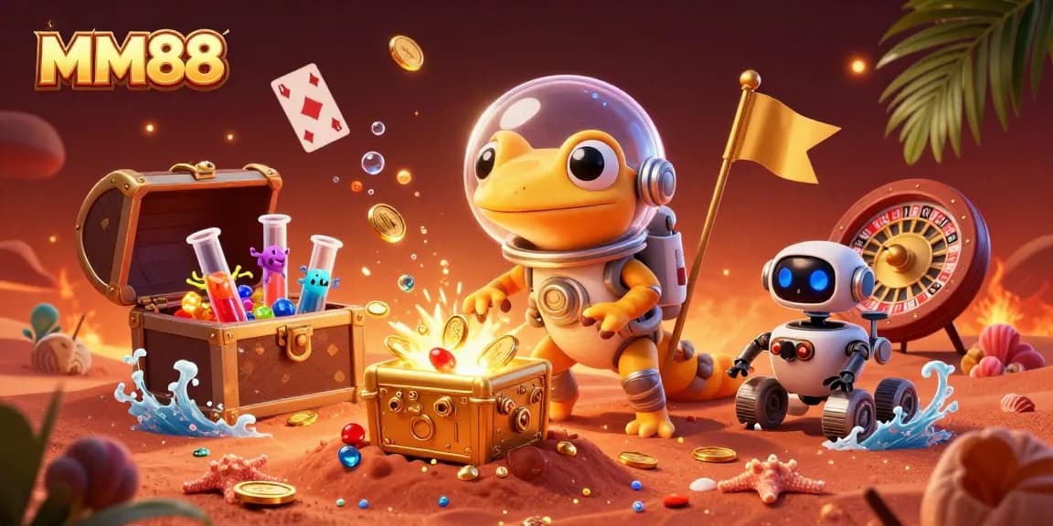 Celebrate wins at MM88 with vibrant casino illustrations showcasing dynamic game elements.