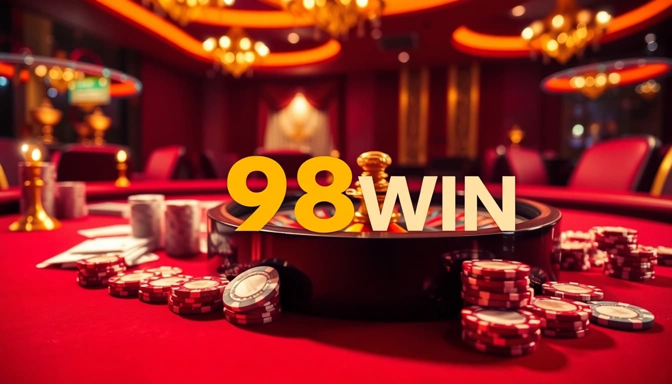 Engage in thrilling games at the 98WIN casino with vibrant betting tables and live dealer action.