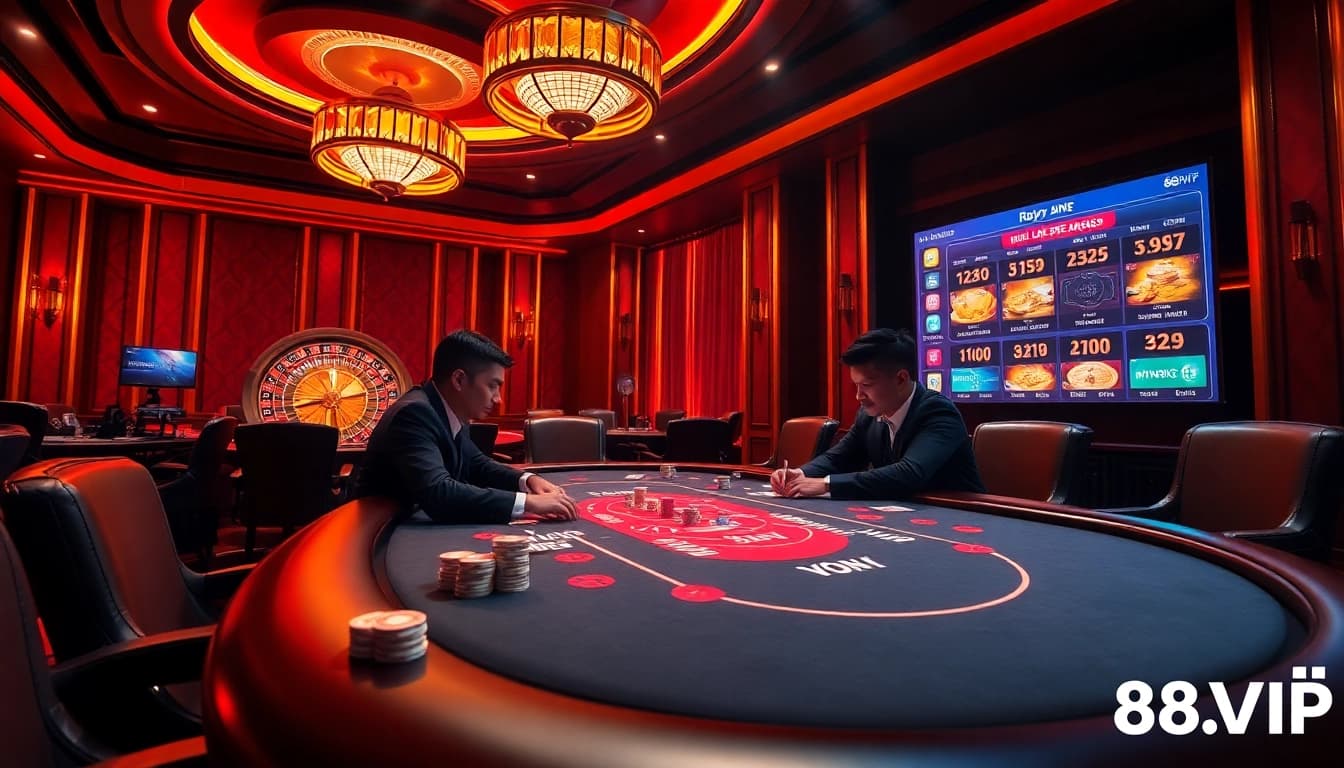 Experience high-stakes poker gameplay at 68VIP's luxurious online casino environment.