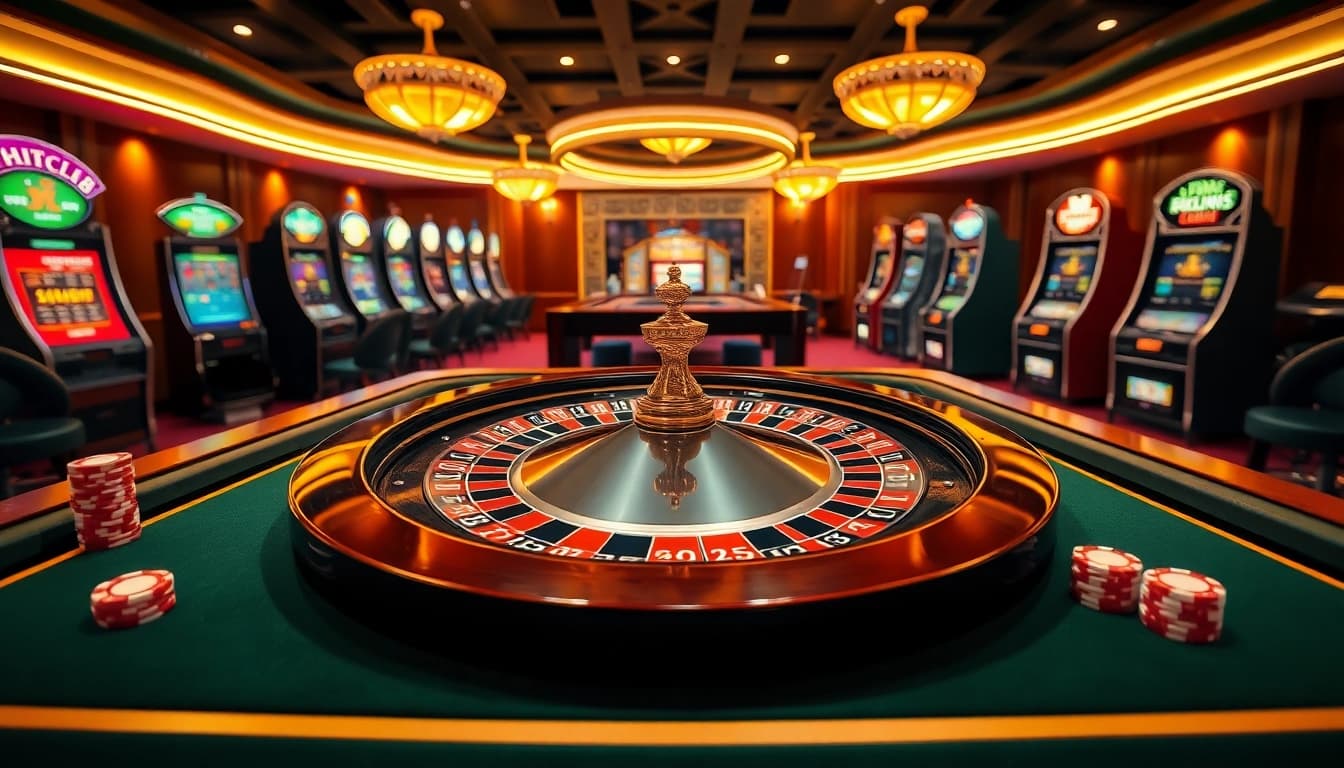 Experience thrilling gameplay at hitclub with dynamic roulette and poker scenes.