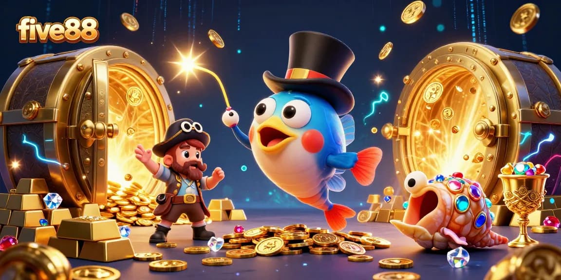 Win big with five88 at a vibrant underwater casino featuring anglerfish, pirate shrimp, and gemstone seashells.