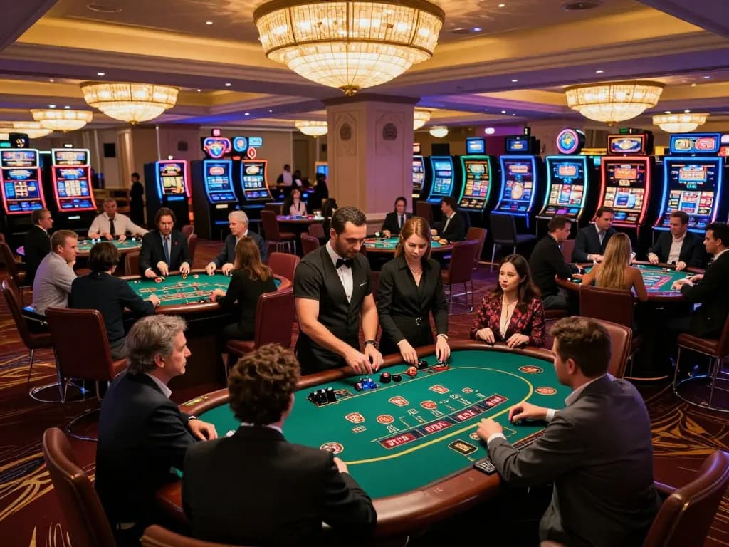 Players enjoying blackjack at NK88 casino, showcasing vibrant atmosphere and high-stakes gameplay