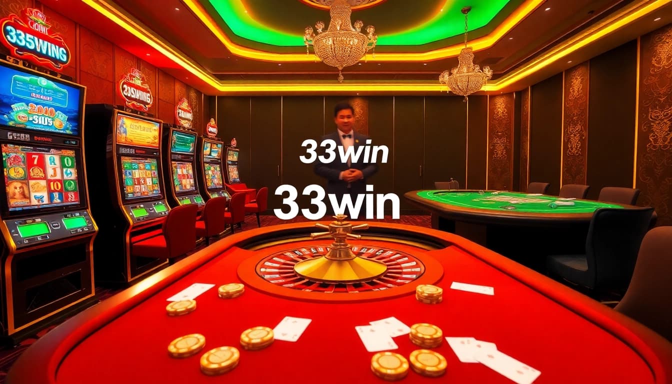 Experience thrilling gameplay at 33win with vibrant casino tables and engaging gambling activities.