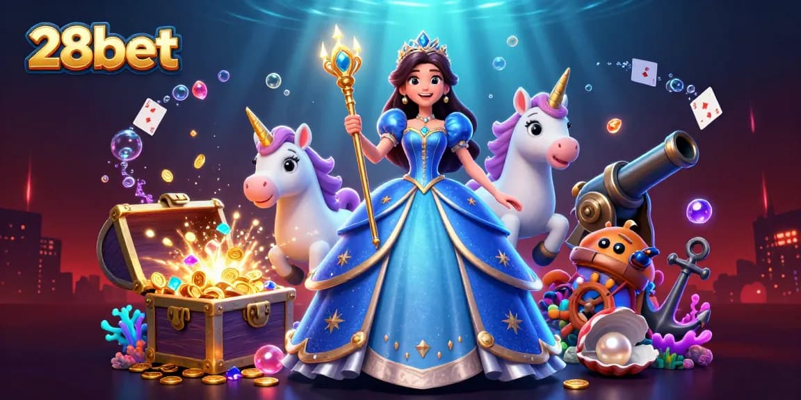 Experience the excitement of 28bet with vibrant games and lively entertainment in this stunning illustration.