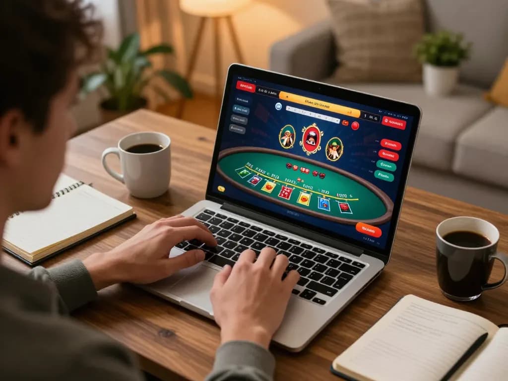 Player engaged at 79king online casino, focused on high-stakes blackjack gameplay from home.