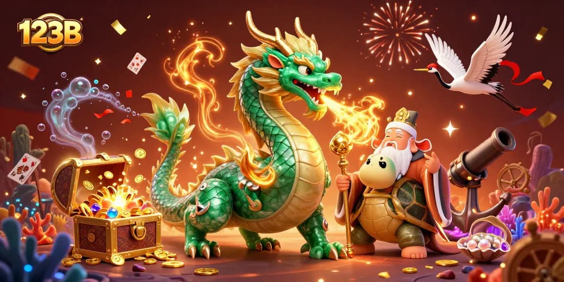 Engage with the thrilling world of 123B casino games featuring a jade dragon amidst riches.