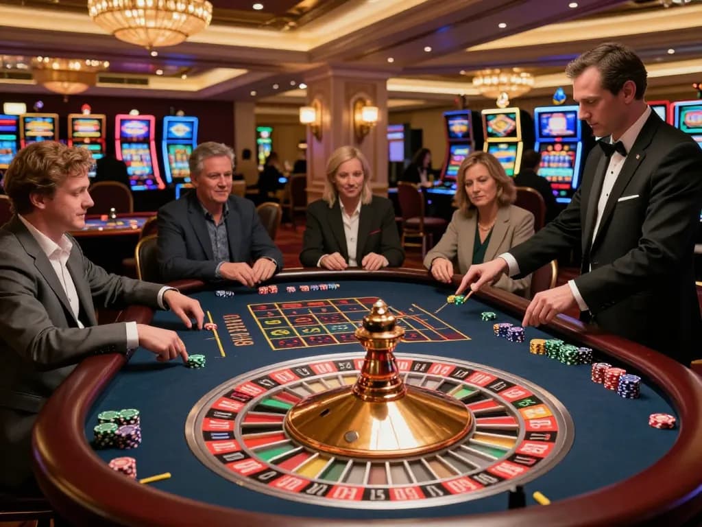 Players strategizing at the roulette table in 789win casino, enhancing their chances of winning.