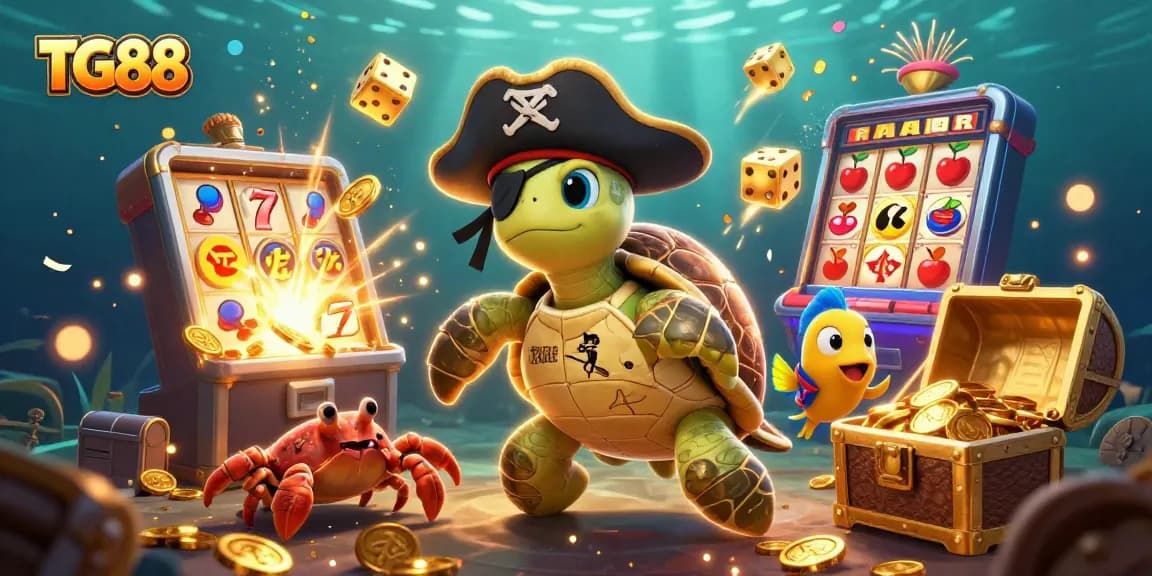 Experience exciting gaming at TG88 with a vibrant pirate theme, showcasing slot games and casino adventures.
