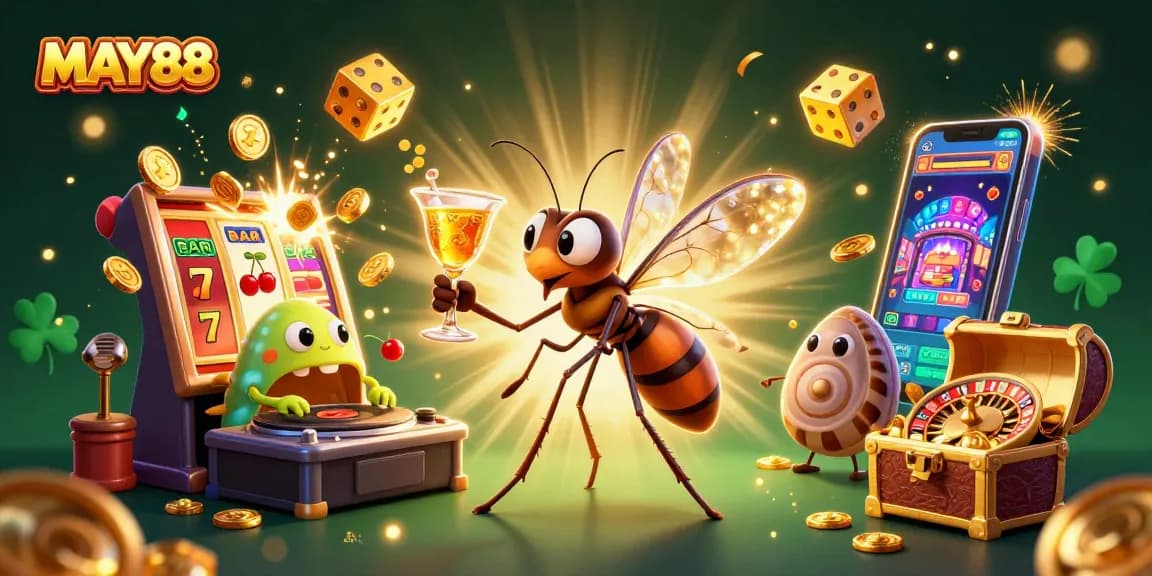 MAY88 promotes winning experiences with vibrant casino elements and big jackpot visuals.