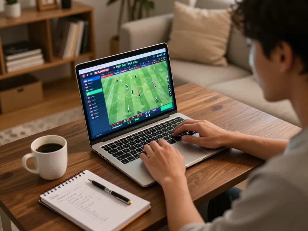 Engaging scene of kèo bóng đá betting during online gameplay at home with vibrant visuals on the screen.