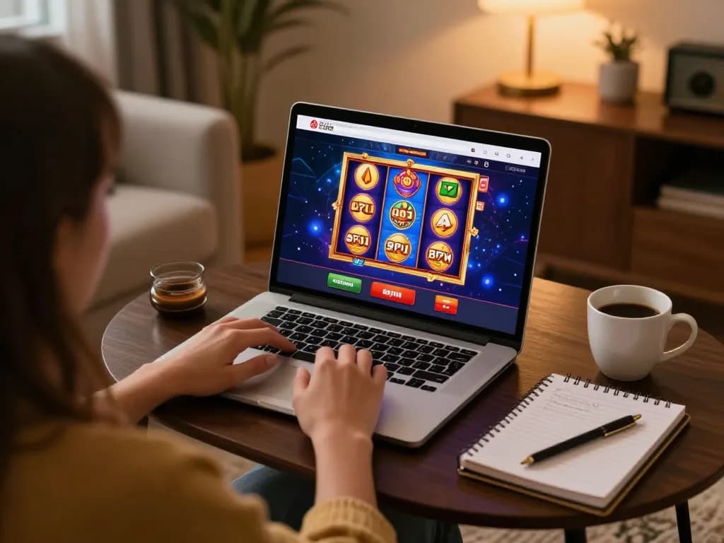 Engaging in strategic gameplay on Fly88's online casino interface while sitting comfortably at home